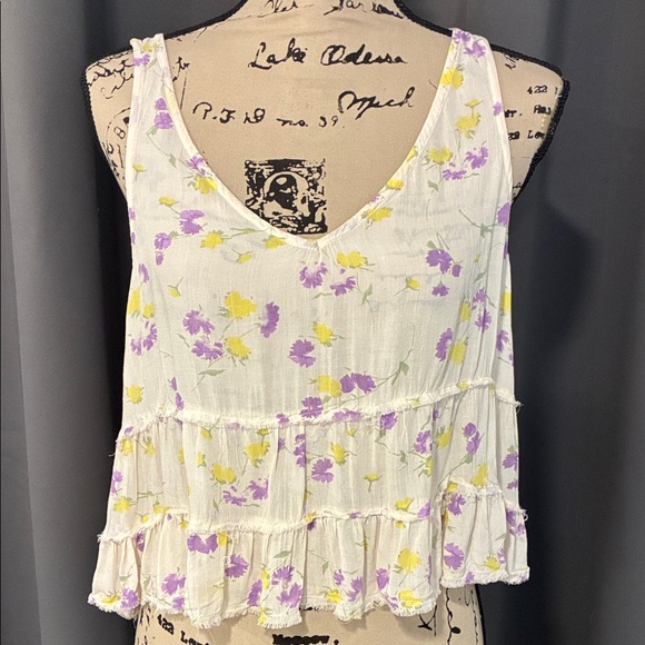 Intimately By Free People Tops - Chic Floral Camisole - Cream, Yellow, Purple